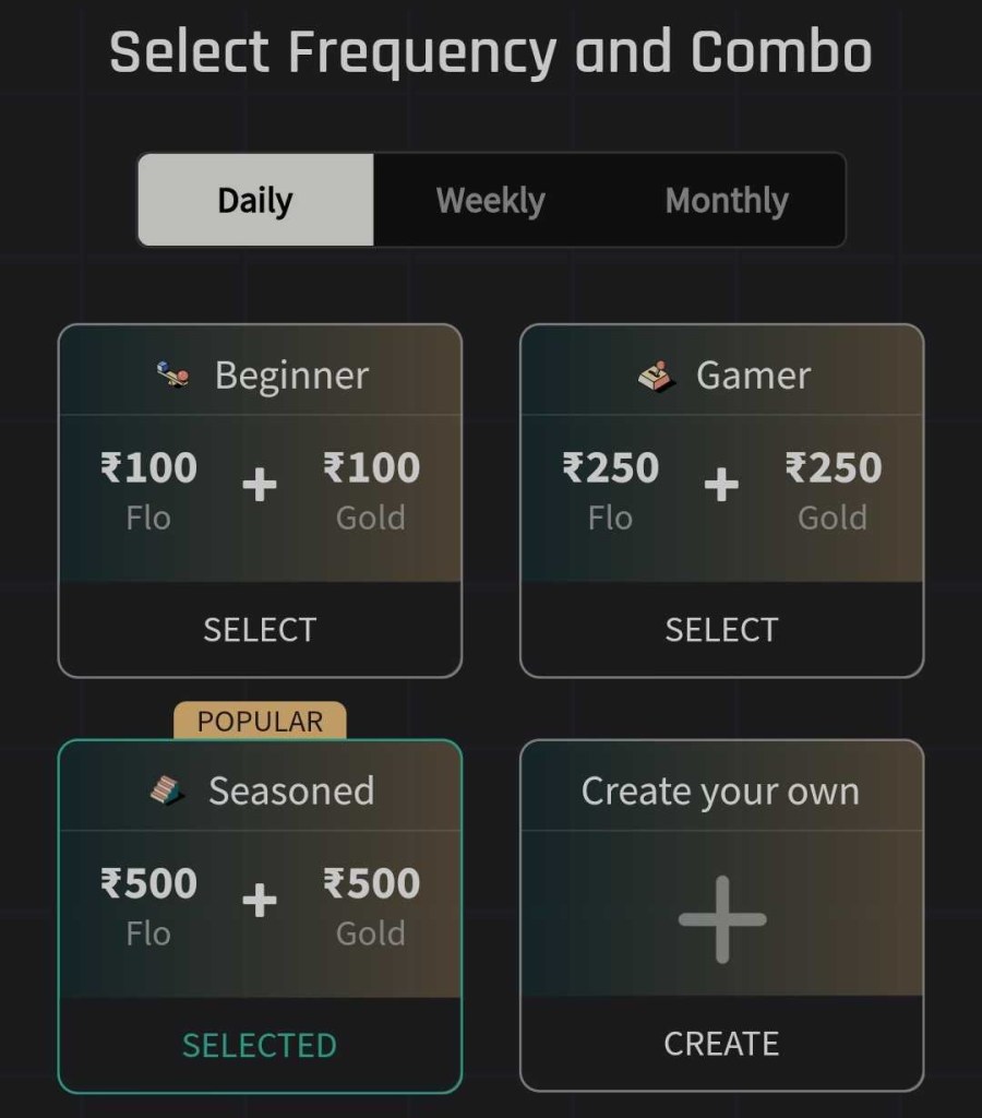 Select Frequency and Combo